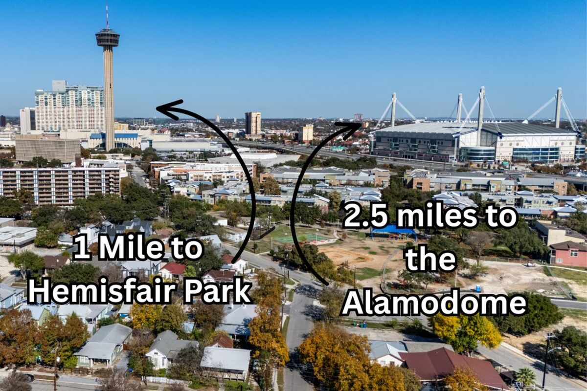 Aerial view toward downtown San Antonio
